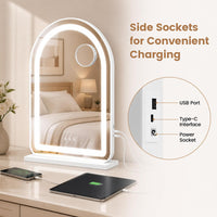 Giantex Arched Vanity Mirror with LED Lights & Removable Magnify Mirror
