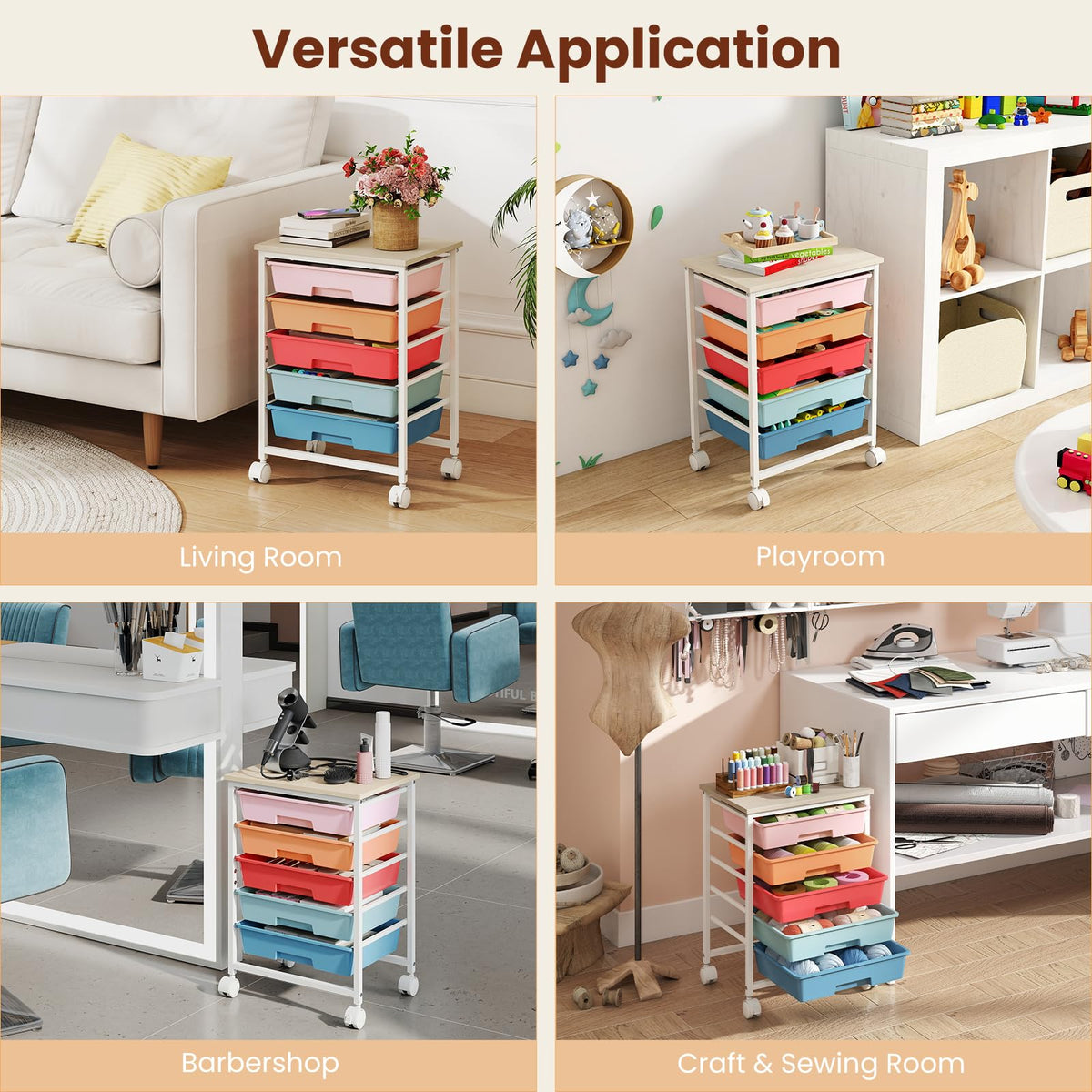 Giantex Rolling Cart with 5 Drawers