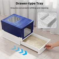 Foldable Cat Litter Box with Lid, Large Fully Enclosed Cat Toilet
