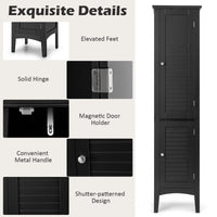Giantex Bathroom Storage Cabinet, 5-Tier Bathroom High Cabinet, Tower Cabinet w/ 2 Shelves & Doors, Black