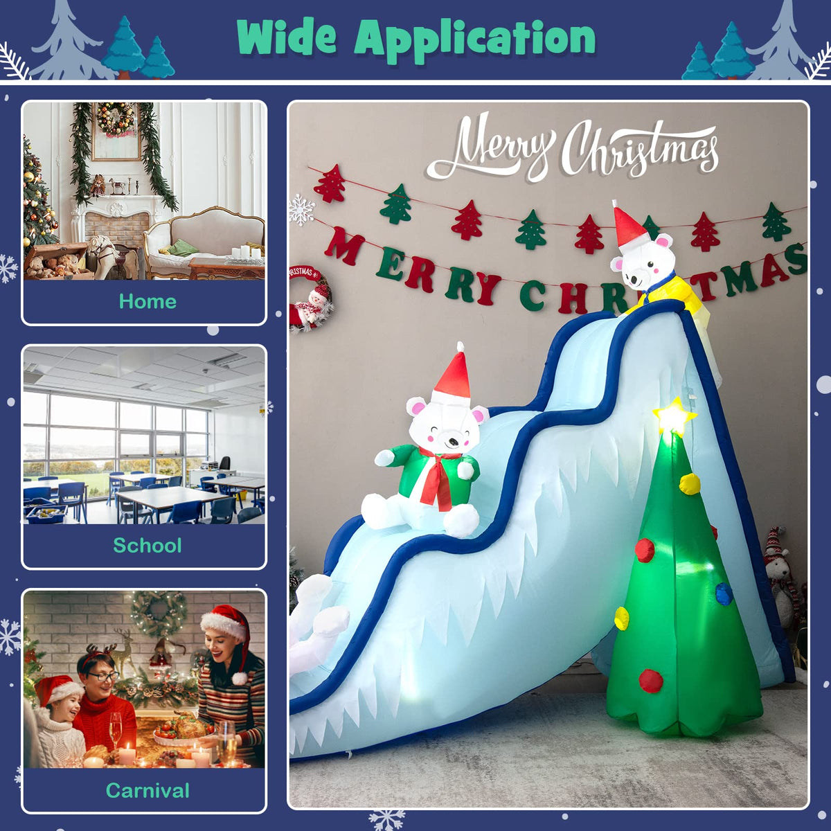 220CM Inflatable Polar Bear Slide Scene for Christmas Decoration