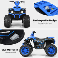 12V Electric Kids Quad ATV Ride on Car with Music and Bright LED Lights