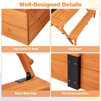 Outdoor Foldable Kids Wooden Sand Box with Lid Cover