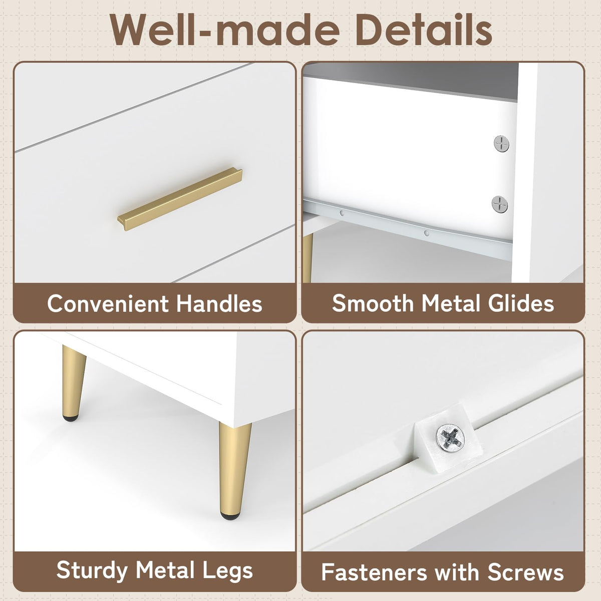 6 Drawer Dresser with Anti-Toppling Device and Modern TV Stand