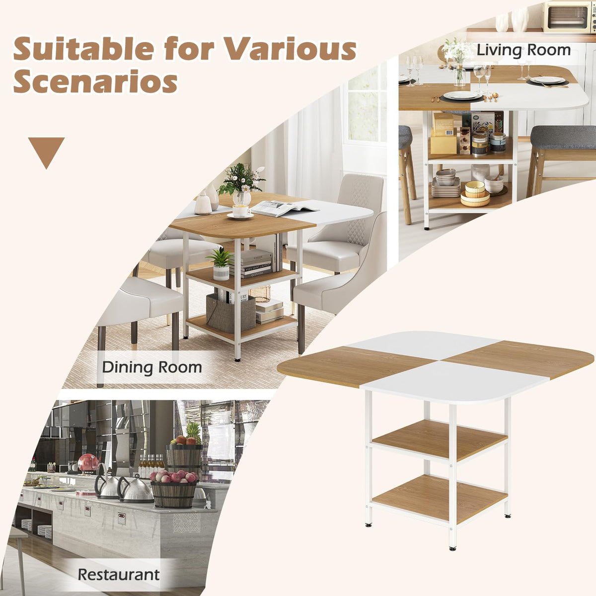 Giantex 120 CM Square Dining Table for 4, Elegant Kitchen Dinette Table