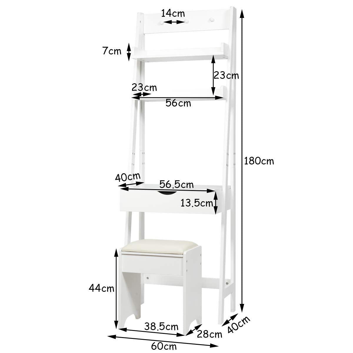 Giantex 3-in-1 Vanity Set, Vanity Table Desk Bookshelf w/ Flip Top Mirror