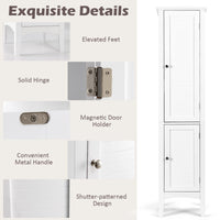 Giantex Bathroom Tall Storage Cabinet, 5-Tier Freestanding Tower Cabinet w/ 2 Shelves & Doors, White