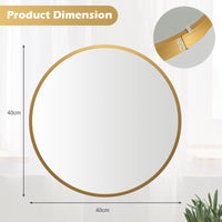 40 cm Round Wall Mirror, Circular Mirror for Wall with Aluminum Alloy Frame