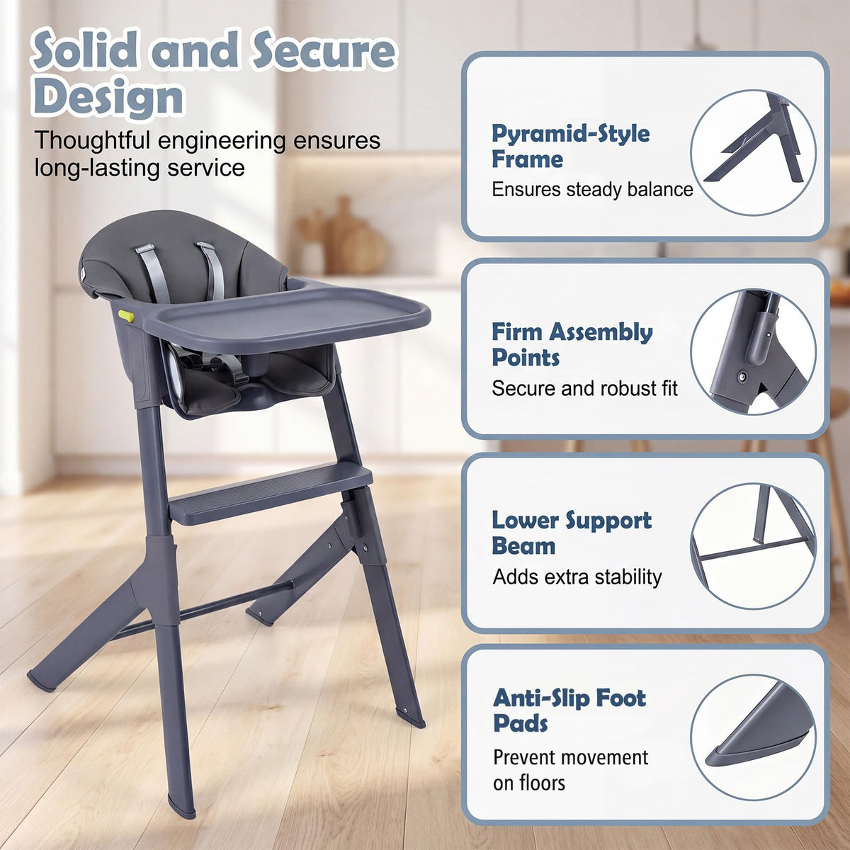 3-in-1 Washable Baby High Chair