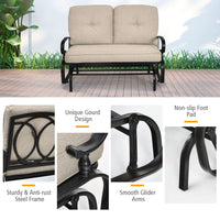 2 Seats Swing Glider Chair with Cushions for Outdoor