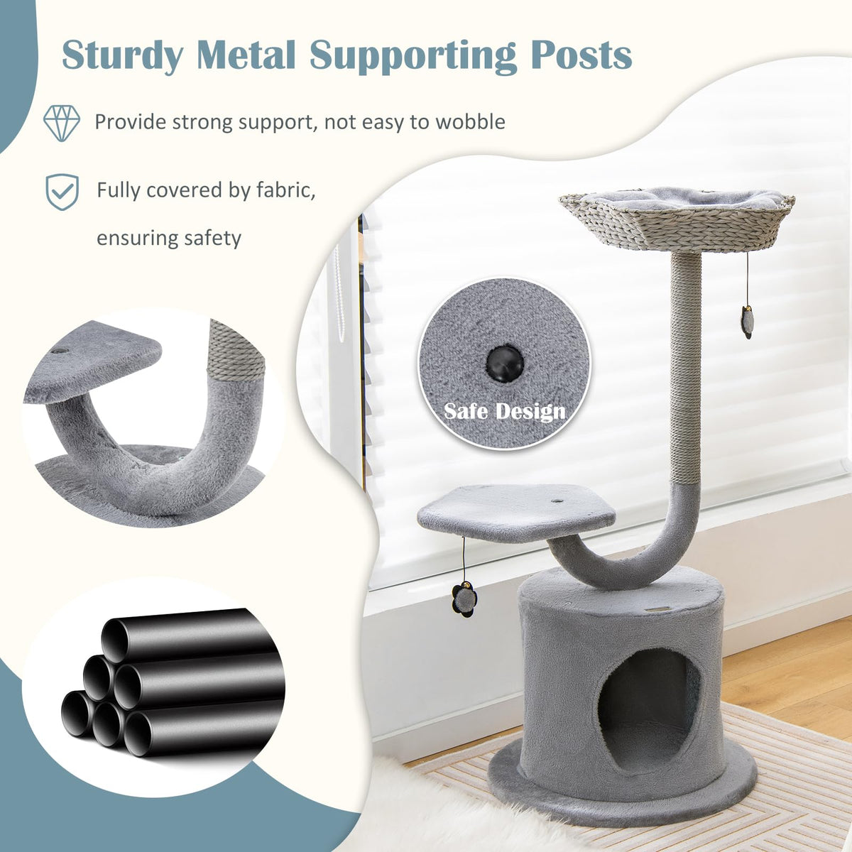 Cat Tree for Indoor Cats, 106 CM Tall Cat Tower