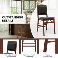 Giantex Dining Chair Set of 2, Folding Chairs w/Padded Seat & Soft Backrest, Rubber Wood Frame