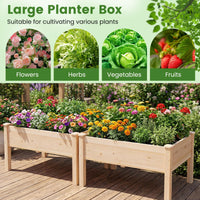 Wooden Raised Garden Bed with Legs, Natural Fir Wood Elevated Planter Box