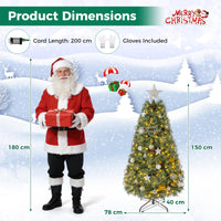 150/180cm Artificial Christmas Tree, Hinged, Pre-Lit