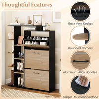 Shoe Storage Cabinet Freestanding Shoe Organizer with 3 Flip Drawers