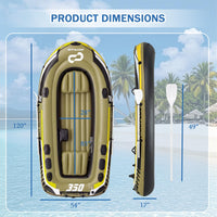 Inflatable Boat, 3/4 Person Heavy-Duty Fishing Raft Set
