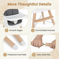 Convertible High Chair for Babies and Toddlers with 3-Position Adjustable Tray and 5-Point Harness