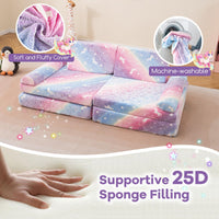 6 Pcs Modular Kids Play Couch with Handles for Building Fort Playroom