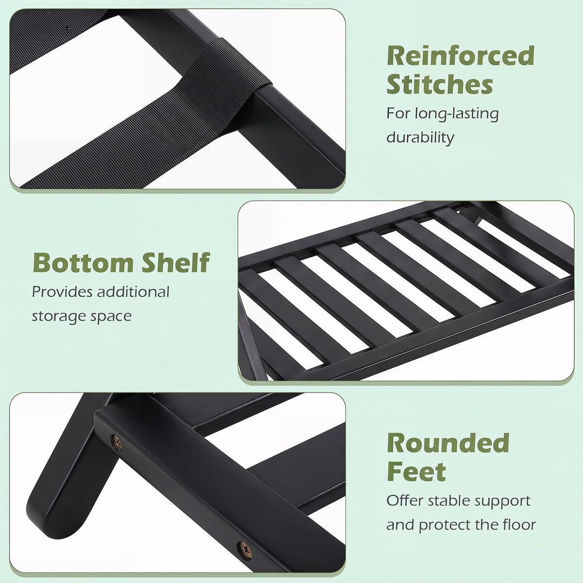 Giantex Bamboo Luggage Rack, Folding Suitcase Stand