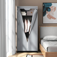Giantex Fabric Wardrobe, Portable Single Clothes Closet w/Hanging Rail