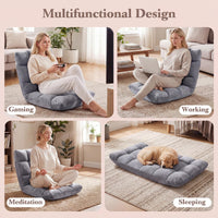 Giantex Adjustable 14-Position Floor Chair, Folding Couch Recliner with Soft Flannel Cover