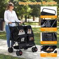 Double Pet Stroller Foldable Dog Walk Jogger with Adjustable Sunshade