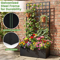 Metal Raised Garden Bed with Trellis, 90 x 40 x 180 cm Galvanized Planter Box