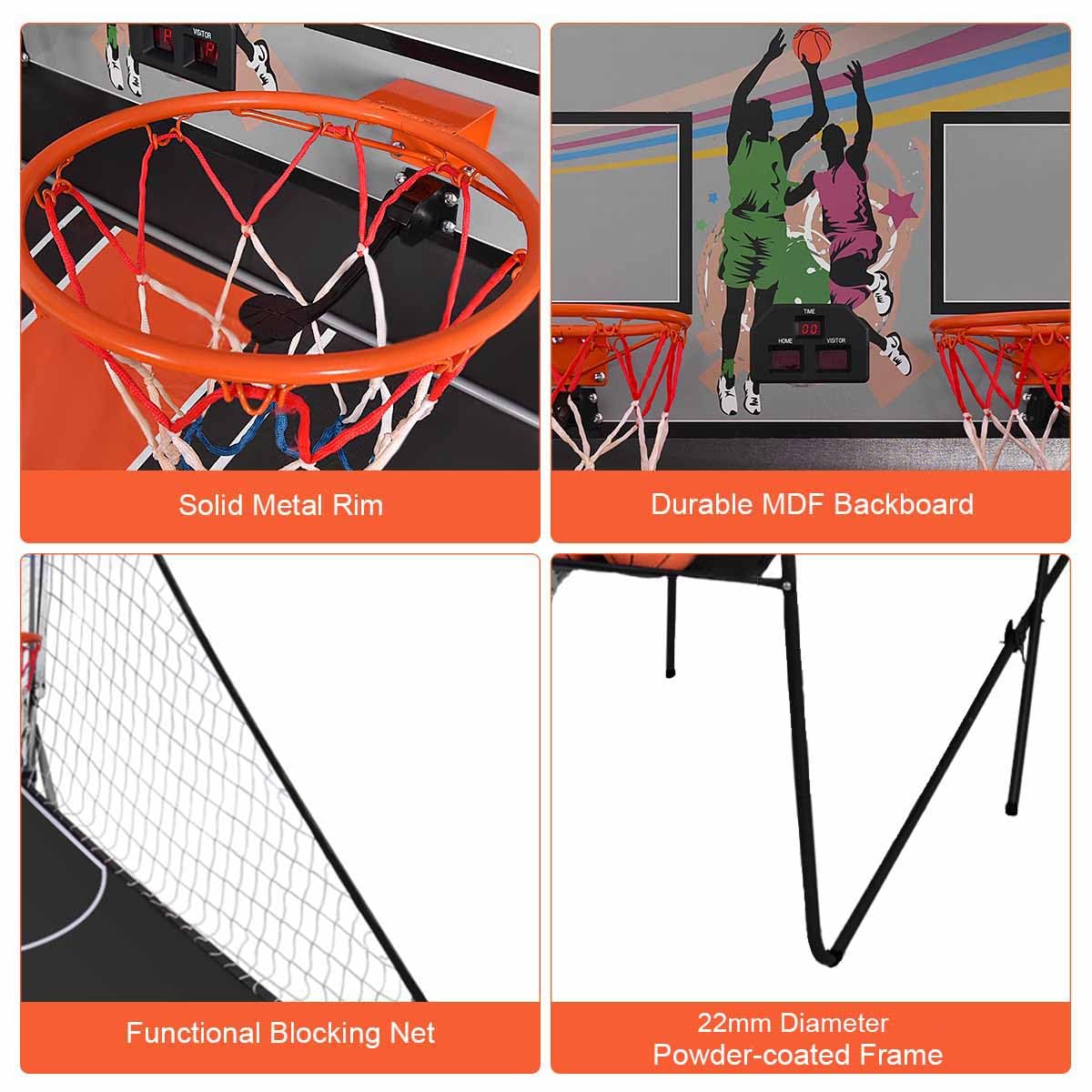 Basketball Arcade Game, Foldable Basketball Game W/Electric LED Digital Scoring System