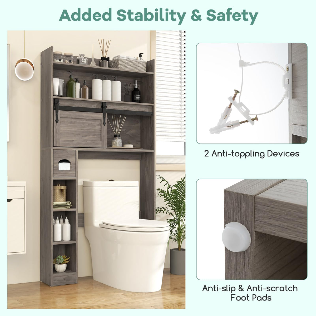 Giantex Over The Toilet Storage Cabinet, Farmhouse Bathroom Organizer