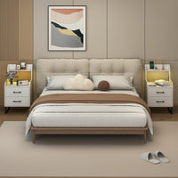 Modern Bedside Table with Built-in Charging Station and LED Lights