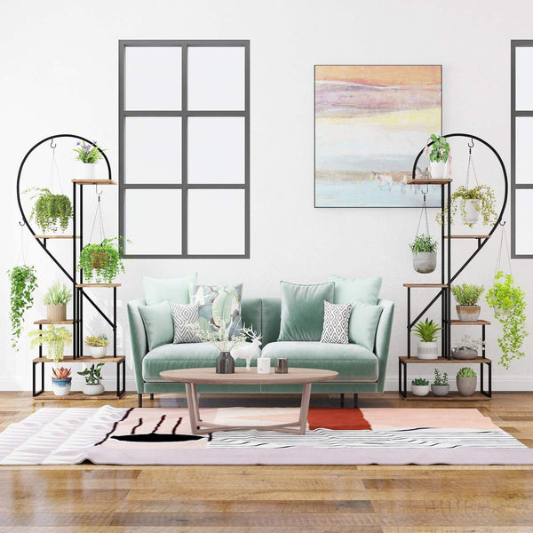 6-Tier Metal Plant Stand, Heart-Shape Ladder Plant Shelves, 2 Pack