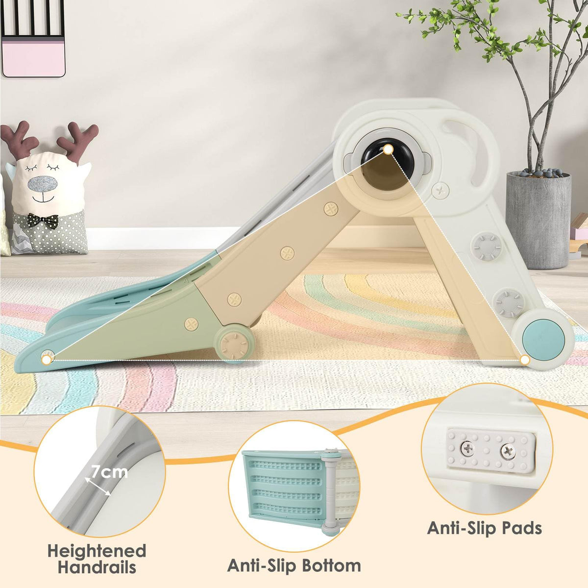 Kids Slide, Indoor Kids Folding Freestanding Slides w/Climber