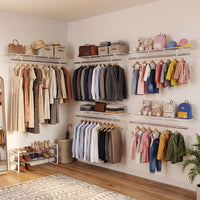 122 x 30 cm Wall‑Mounted Closet Shelf with Hanging Rod