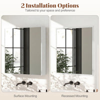 Medicine Cabinet with Mirror and Wooden Hanging 2-Tier Storage Cabinet for Laundry