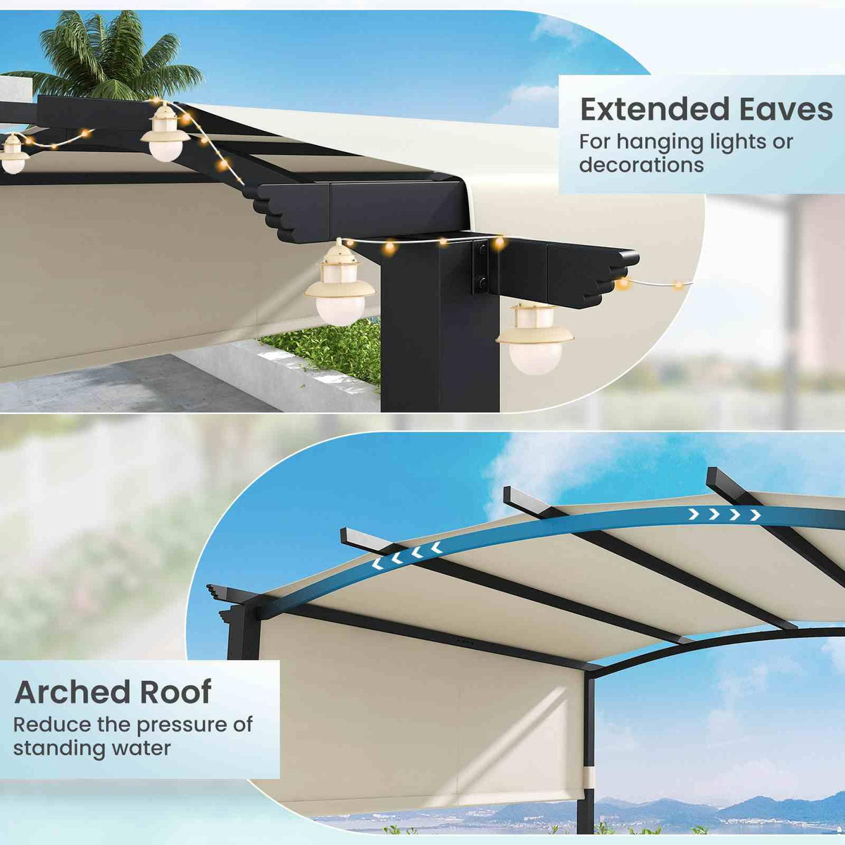 3x3M Outdoor Pergola with Retractable Sunshade Canopy