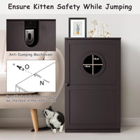 2-Tier Litter Box Enclosure, Cat House Bench W/Anti-Toppling System & Openable Door