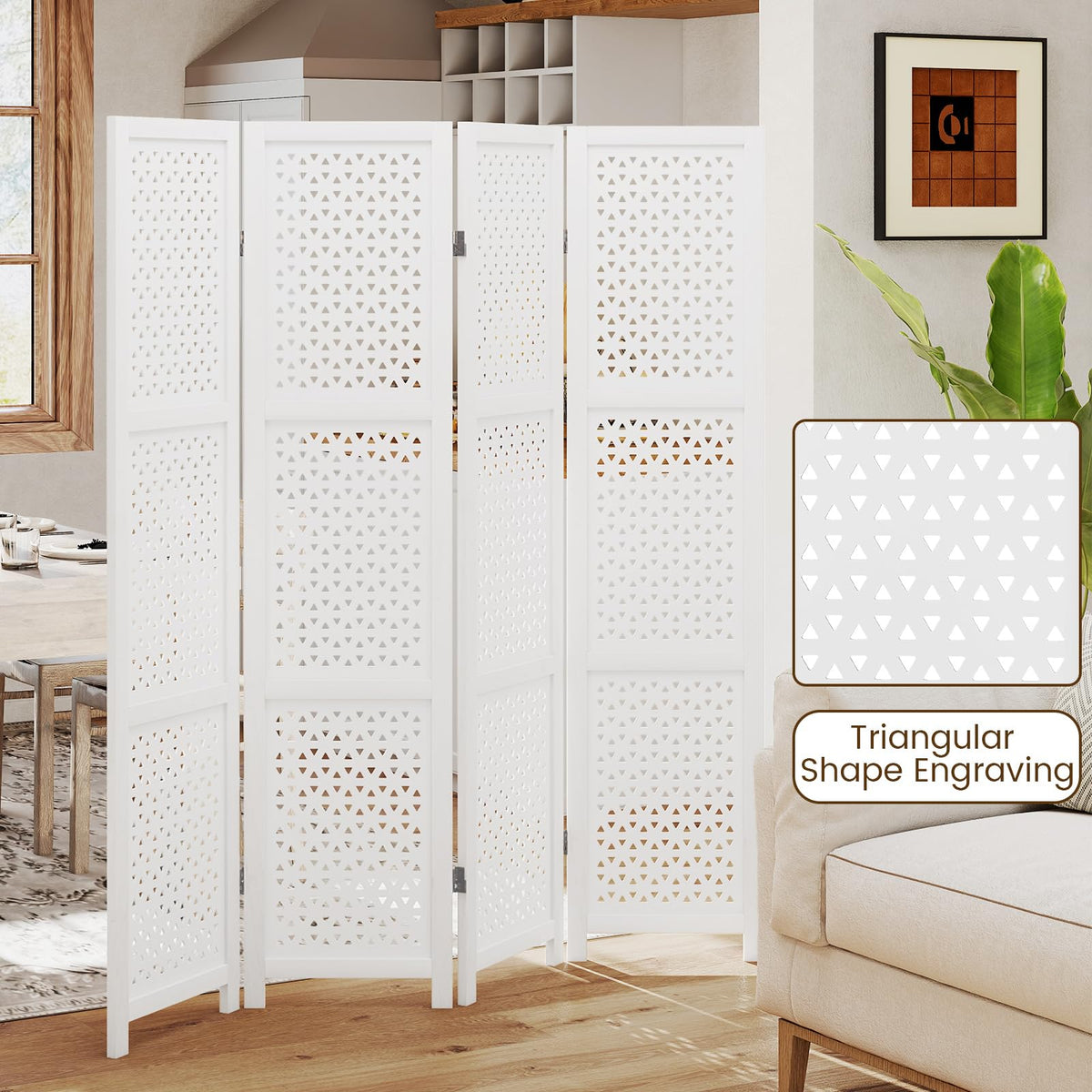 Giantex 4/6-Panel Folding Room Divider, 170CM Tall Carved Privacy Screen