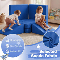 10 PCS Modular Kids Play Couch Toddler Climb & Crawl Foam Playset w/Suede Fabric