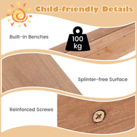 Wooden Kids Sandbox with Canopy and Tent Design