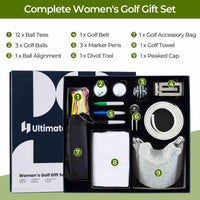 Golf Gift Set for Women with Golf Balls Golf Tees Golf Towel Golf Belt