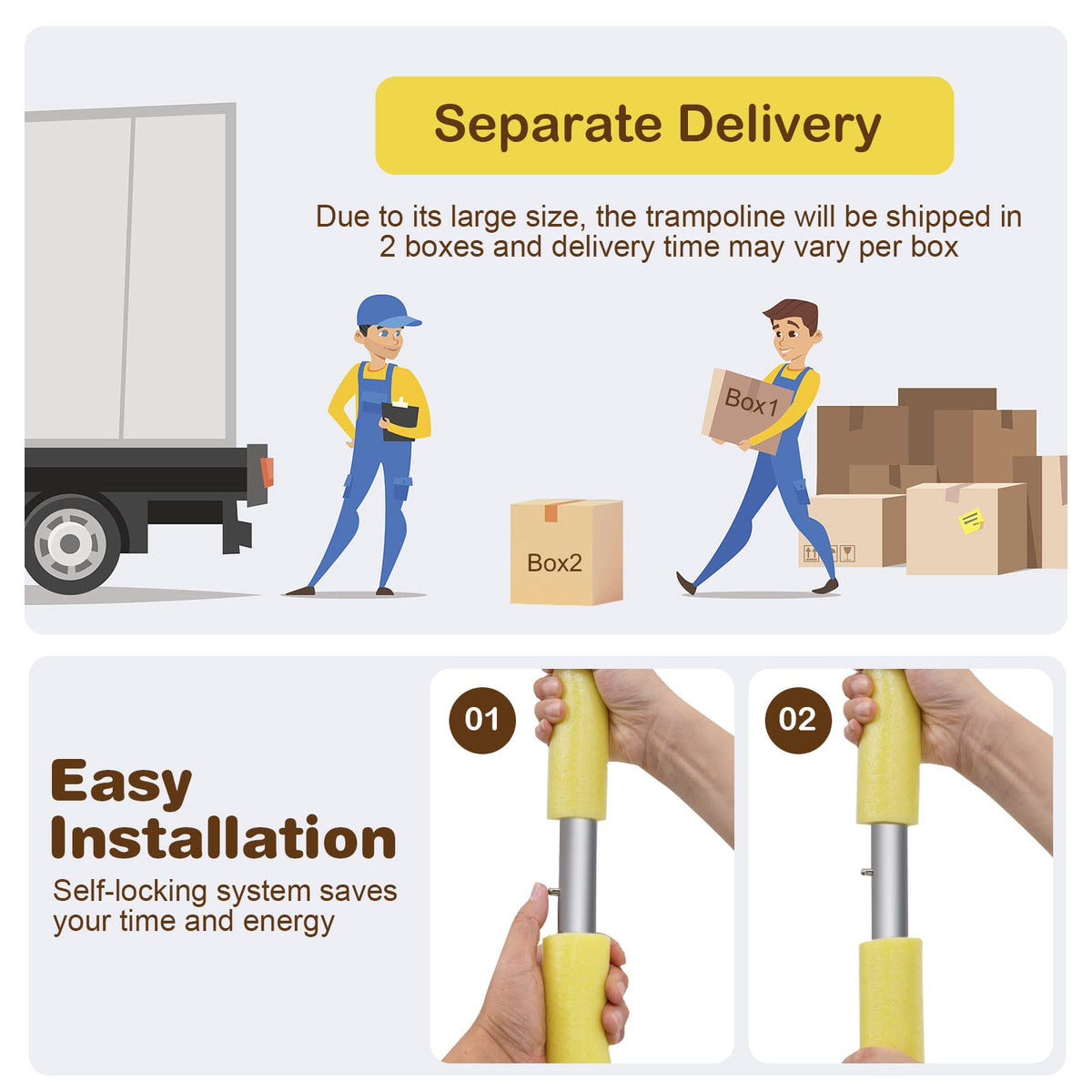 8FT Outdoor Trampoline with Galvanized Steel Frame and Enclosure Net