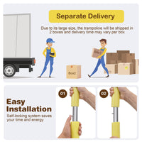 8FT Outdoor Trampoline with Galvanized Steel Frame and Enclosure Net