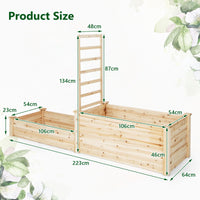 2-Tier Wood Planter Box w/Open-Ended Bottom for Vegetables