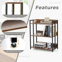 Giantex 3-Tier Bookshelf, Industrial Corner Storage Shelf with Adjustable Shelves & Metal Frame Anti-Toppling Device