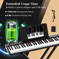 61-Key Portable Electronic Keyboard Piano Complete Digital Piano Set