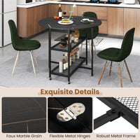 Mobile Folding Dining Table Seats 2-4 People, Round Drop Leaf Kitchen Table