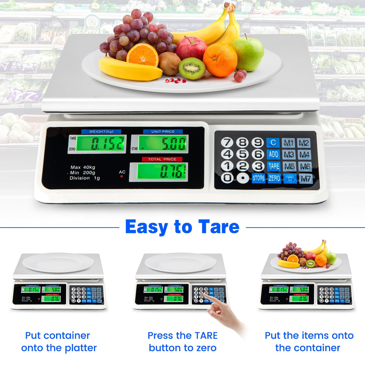 Giantex 40 kg Digital Kitchen Scale, High Precision Digital Commercial Food Meat Weighting Scale