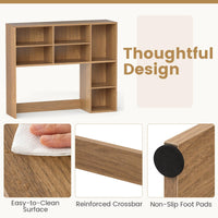 Desktop Bookshelf, Desk Hutch with 3 Adjustable Shelves & Open Compartment