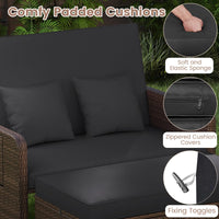 Patio Rattan Daybed, 2-Piece Loveseat & Storage Ottoman Set