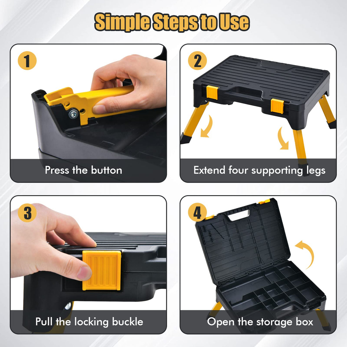 Folding Step Ladder with Wide Pedal for Kitchen